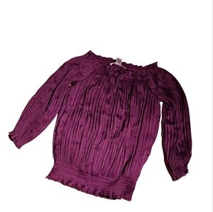 Diane Von Furstenberg Purple Accordion Pleated Blouse Ladies 4 Event Ruffles